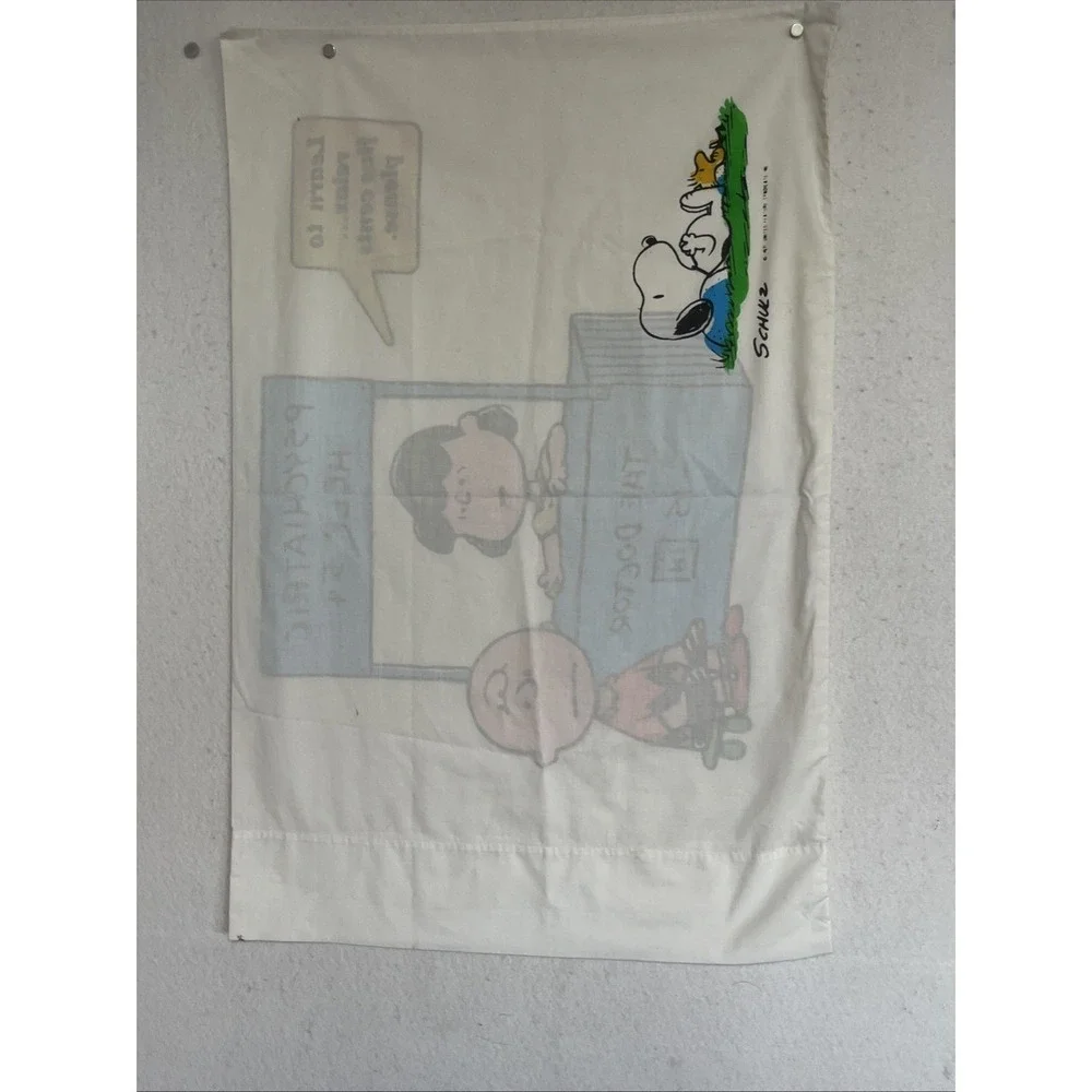 Vintage Peanuts Pillowcase Standard Snoopy Lucy Charlie Brown 1970s